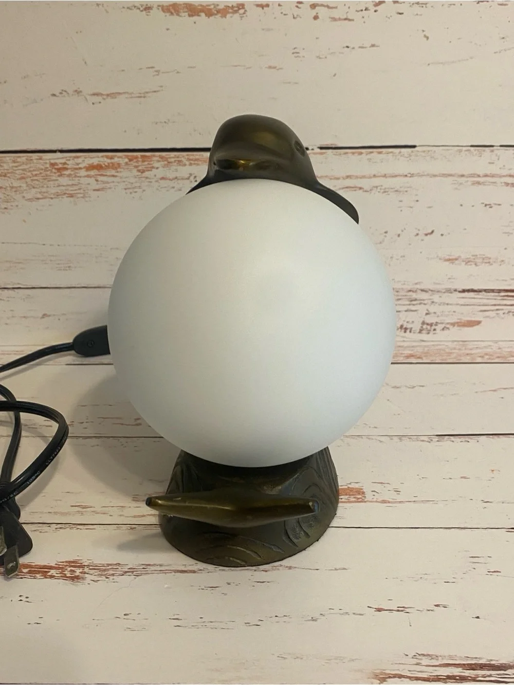 Dolphin TV Lamp in Bronze with White Globe